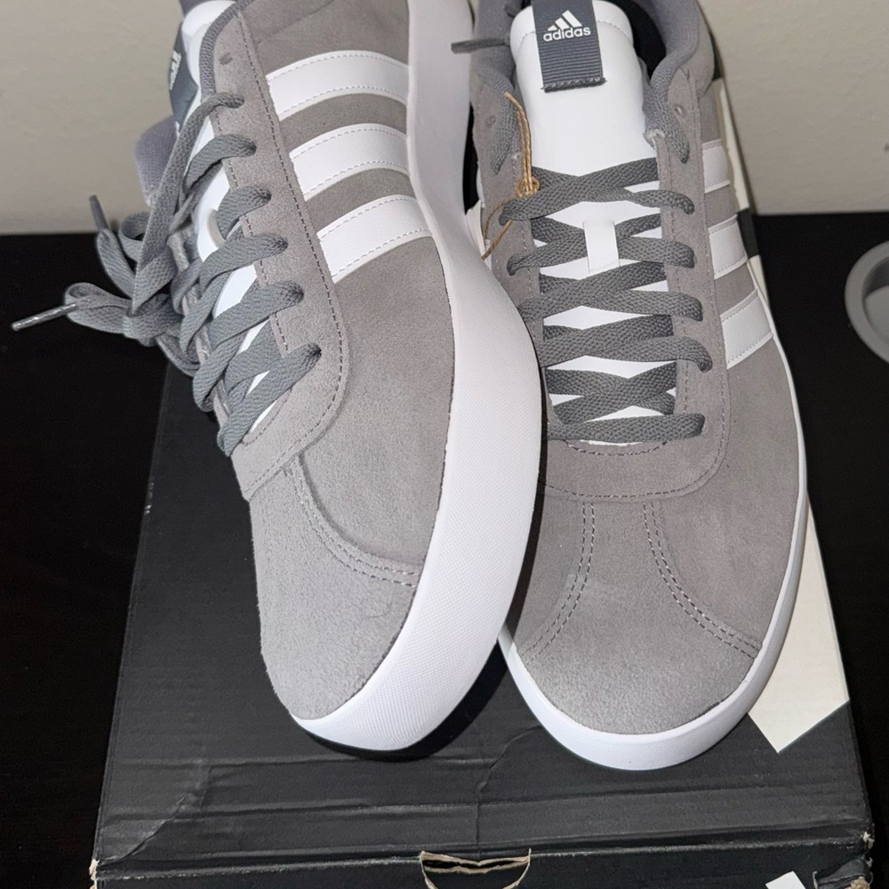 Adidas Men's Gray and White Sneakers